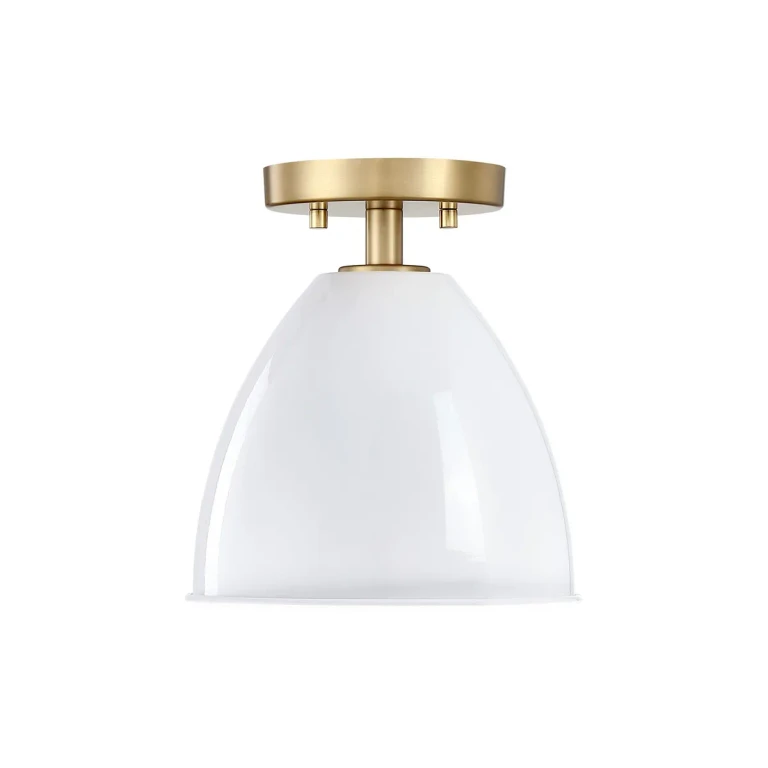 Brushed Gold One Light Semi Flush Mount from the Biba Collection