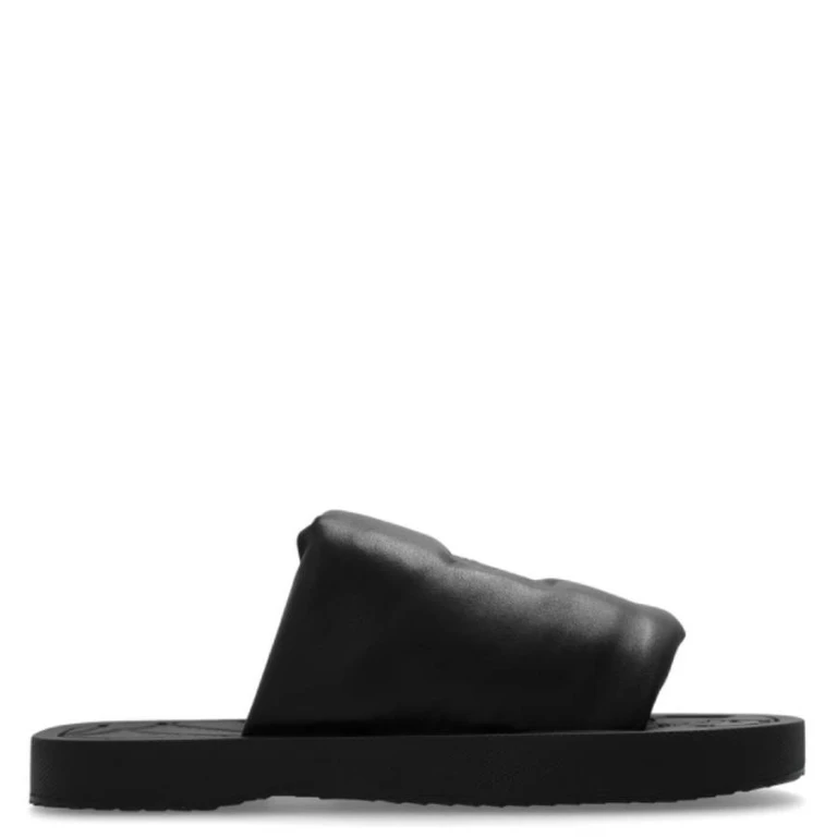 Burberry Knight Motif EKD Slab Leather Slides
