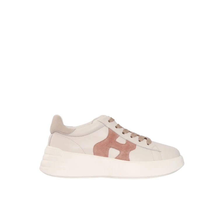 Hogan White And Pink Leather Rebel Sneakers