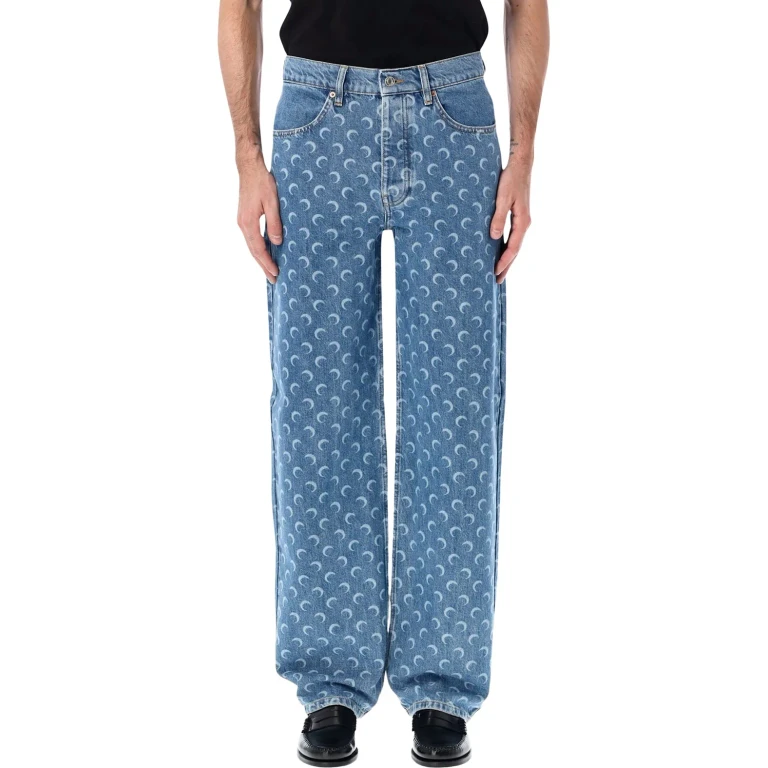 Marine Serre Moon Laser Blue Baggy Denim Jeans