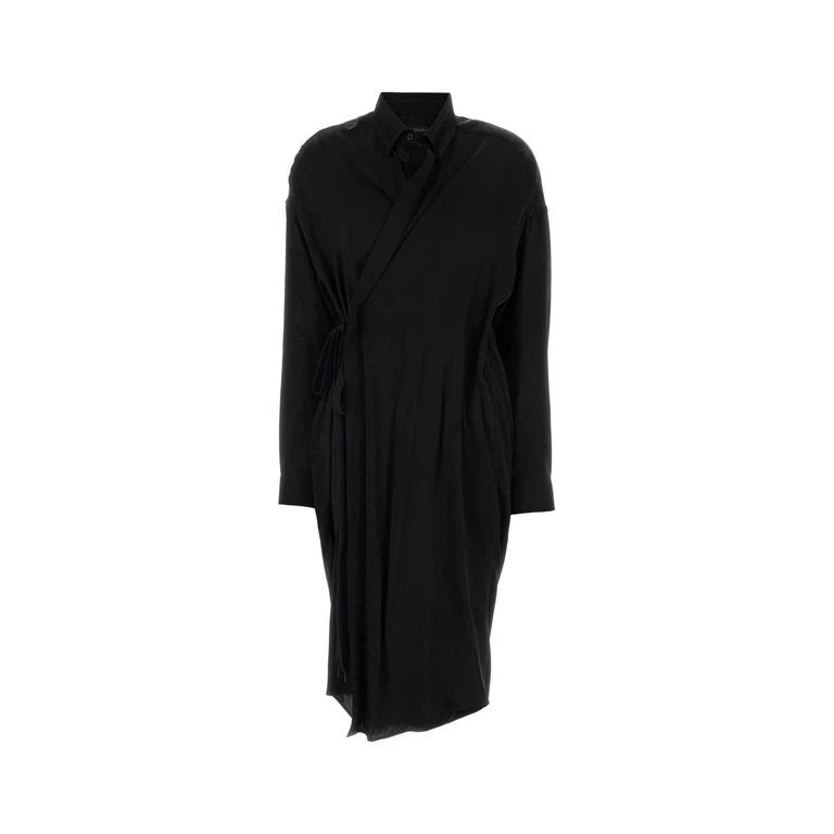 Balenciaga Black Satin Shirt Dress Abiti - Women