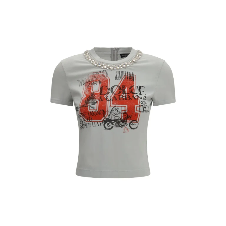 Dolce & Gabbana Jersey T-shirt With Print And Crystals