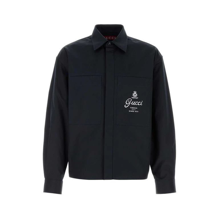 Gucci Navy Blue Cotton Shirt Ink Exterior: Camicie - Men
