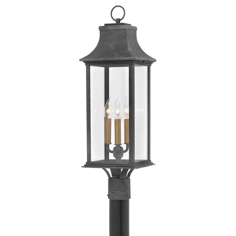 Aged Zinc LED Outdoor Lantern from the Adair Collection