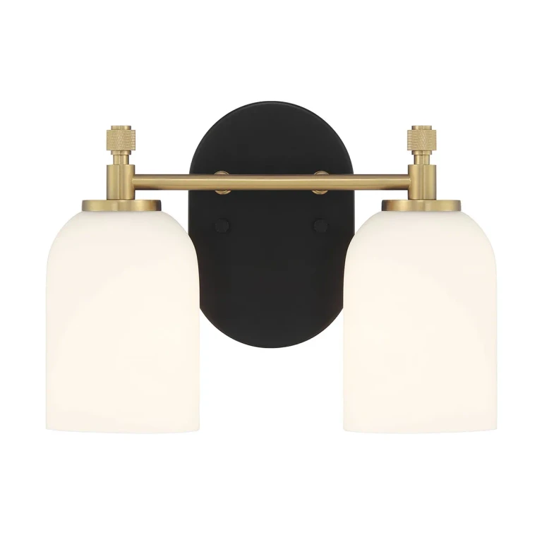 Flat Black Satin Brass Bathroom Vanity Light from the Council Collection