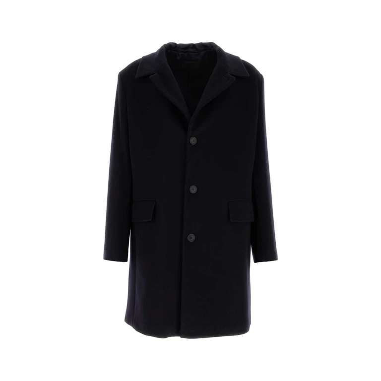 Prada Midnight Blue Wool Blend Coat Bleu Ws Wv Cappotti - Men
