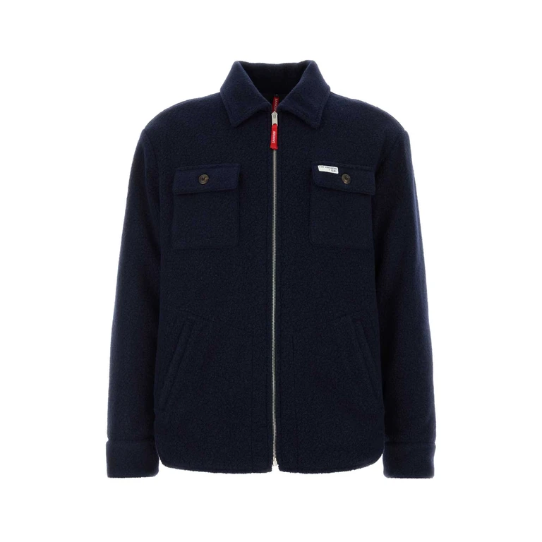 Navy Blue Wool Blend Jacket U807 Giubbini - Men