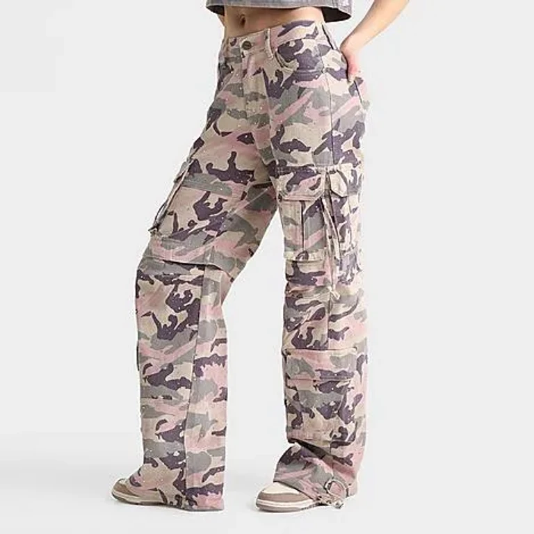 Smoke Rise Women's Bria Zip-Off Wide-Leg Cargo Pants in Blush Camo Size: XS
