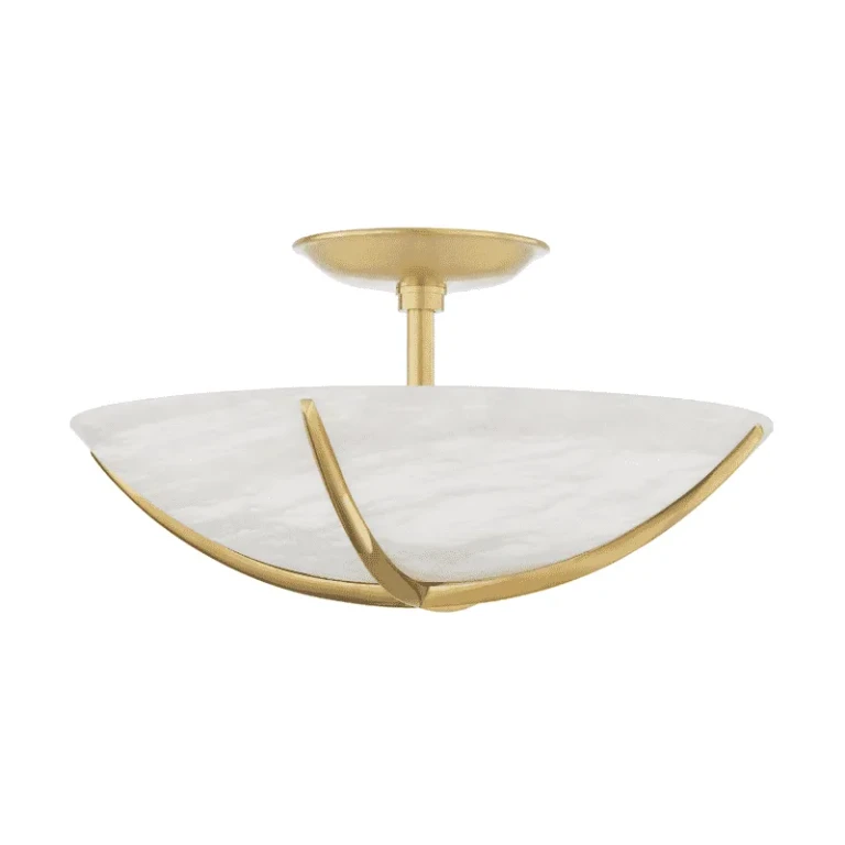 Aged Brass Four Light Semi Flush Mount from the Wheatley Collection