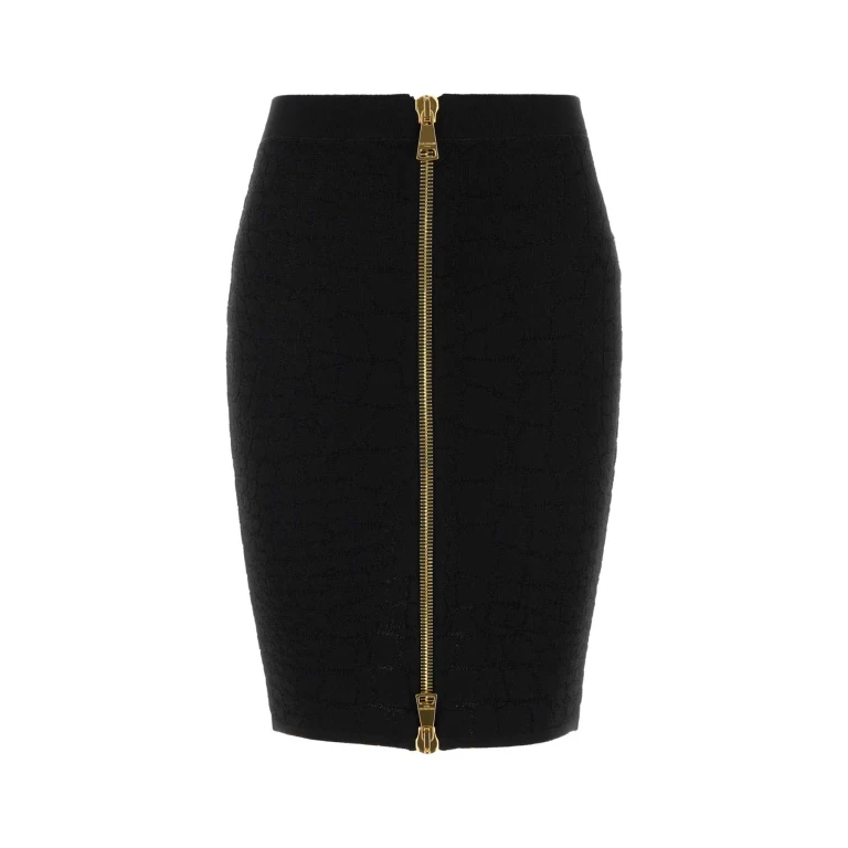 Balmain Black Stretch Viscose Blend Skirt