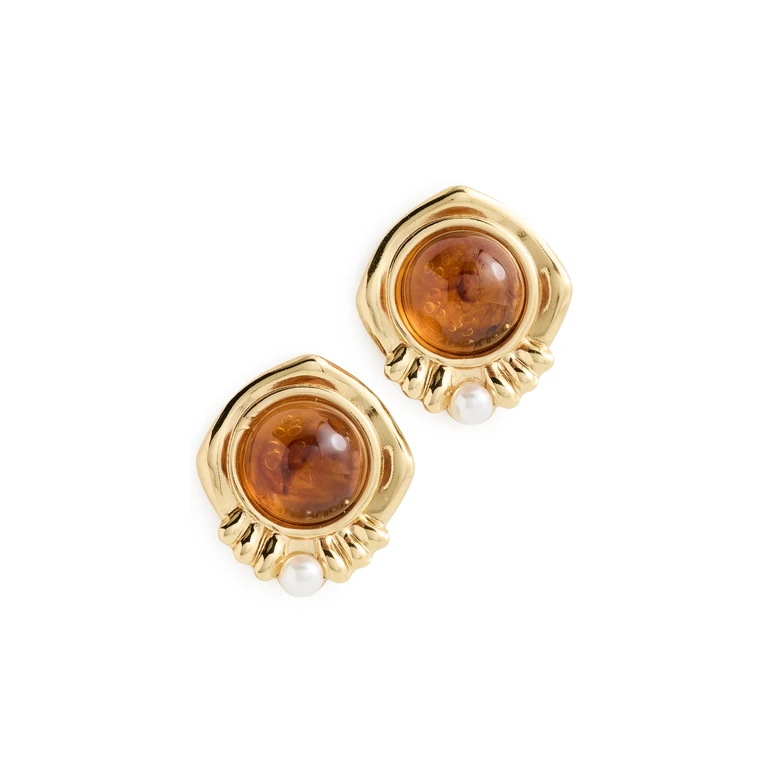 Galley Los Angeles Kristin Pearl Earrings Brown And Pearl One Size
