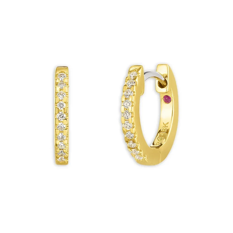 Roberto Coin 18K Yellow Gold Perfect Extra Small Diamond Hoop Earrings