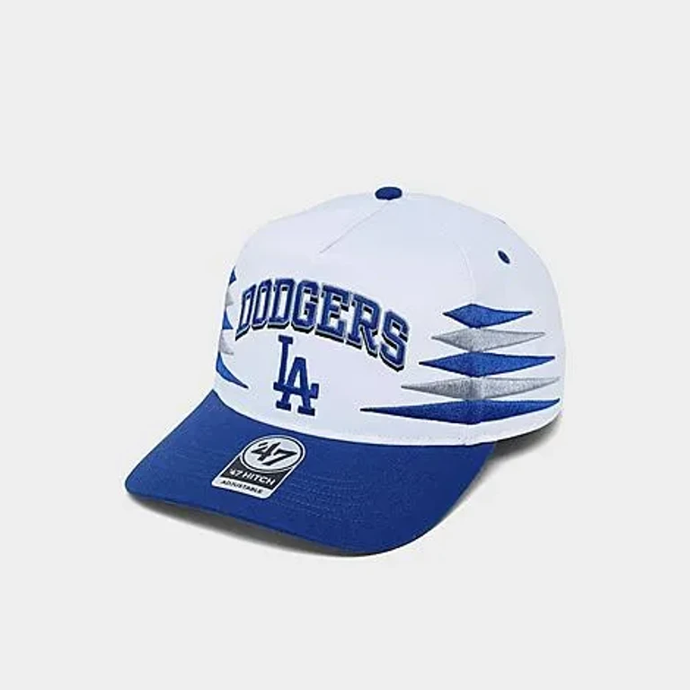 47 Brand '47 Los Angeles Dodgers MLB Diamond Cut HITCH Snapback Hat in White/Royal