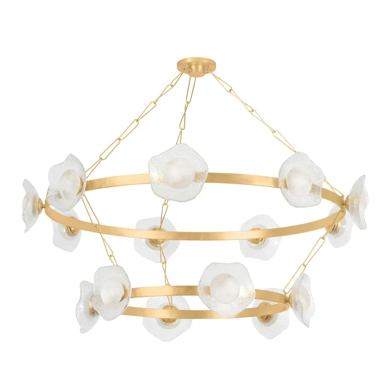 Vintage Gold Leaf LED Chandelier from the Almandine Collection