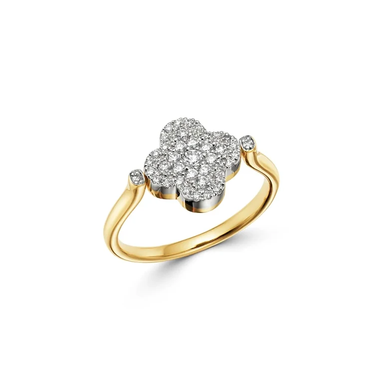 Black Onyx & Diamond Reversible Clover Ring in 14K Yellow Gold