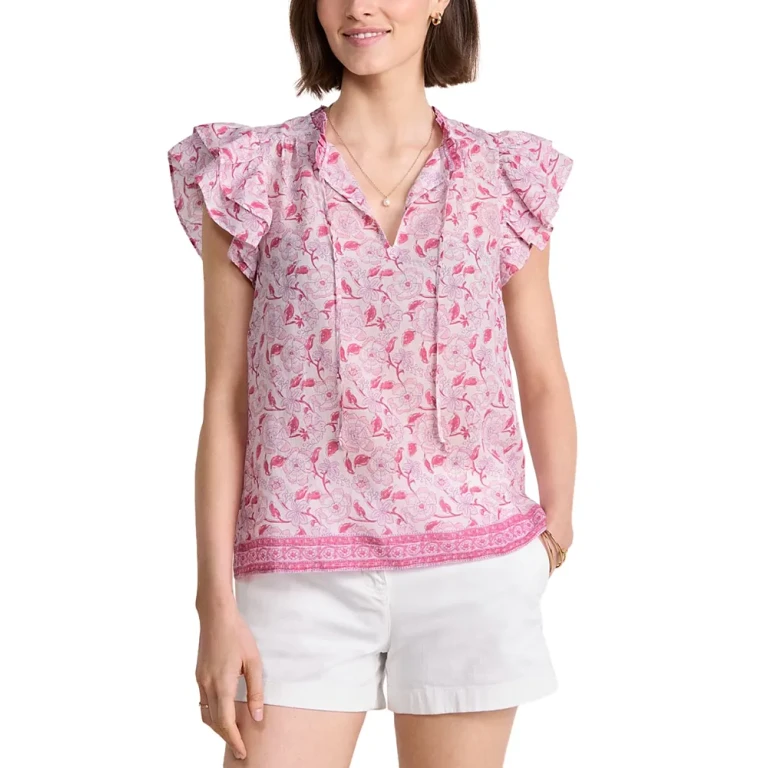 Vineyard Vines Ruffled Sleeve Top