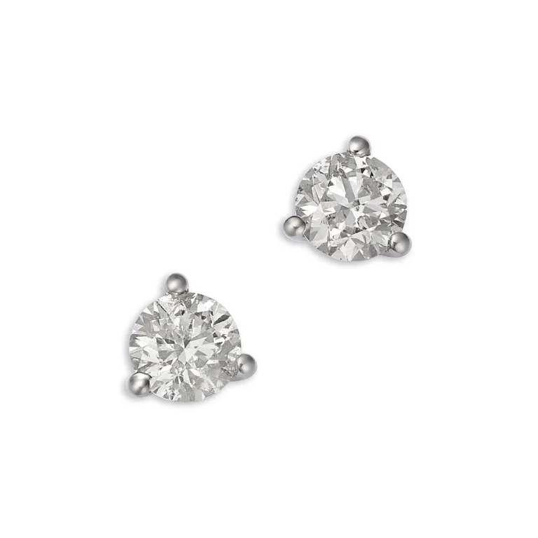Diamond Martini Set Solitaire Stud Earrings in 14K Yellow Gold, 0.75 tcw