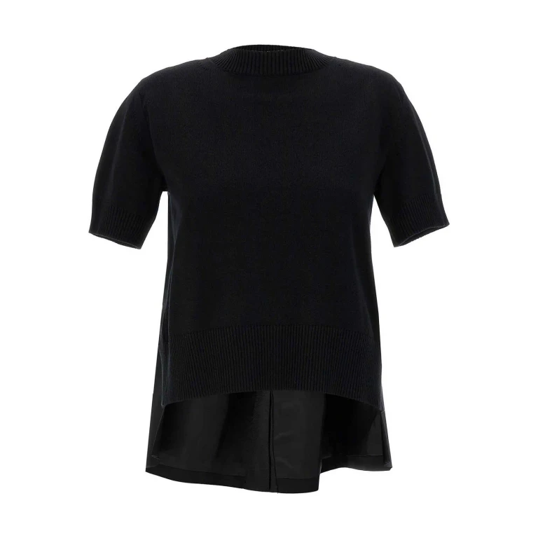 Sacai Pull Col Rond - Noir