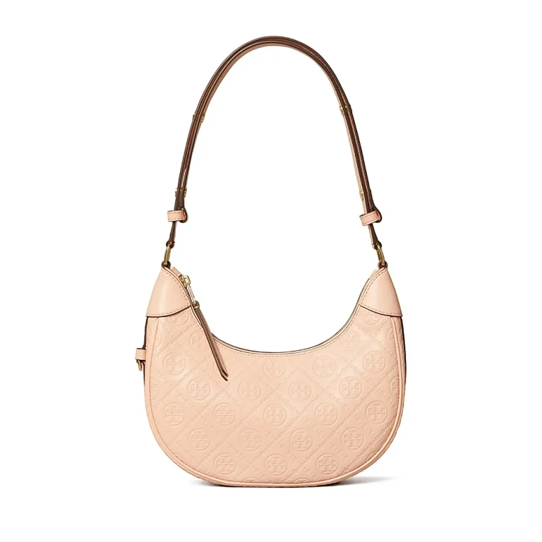 Tory Burch T Monogram Leather Crescent Bag