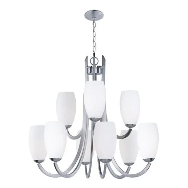 Satin Nickel Nine Light Chandelier from the Taylor Collection