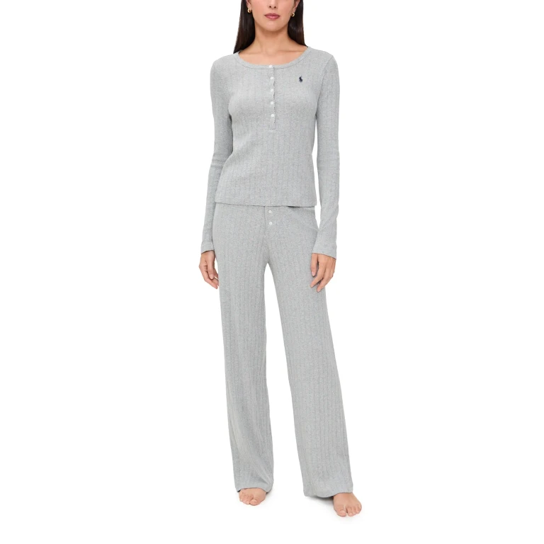 Polo Ralph Lauren Henley Wide Leg Sleep Set Heather XL