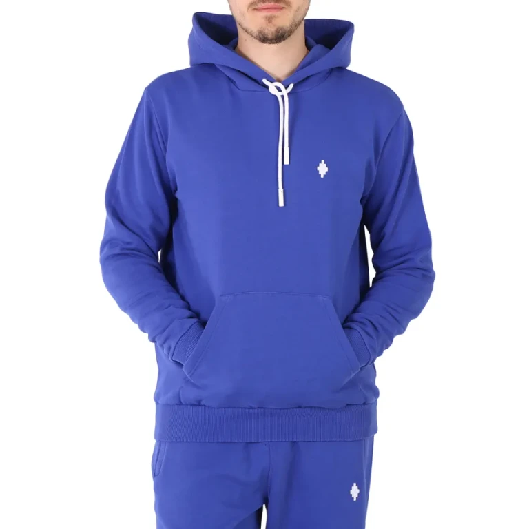 Marcelo Burlon Mens Blue Cross Logo Regular Hoodie