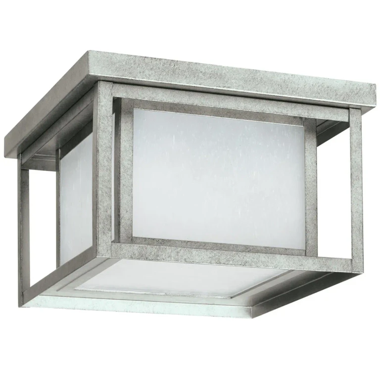 Weathered Pewter Two Light Outdoor Flush Mount from the Hunnington Collection