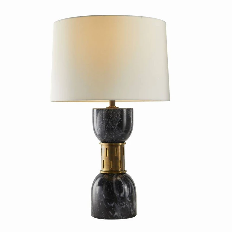 Black Antique Brass Off-White Table Lamp from the Dalton Collection