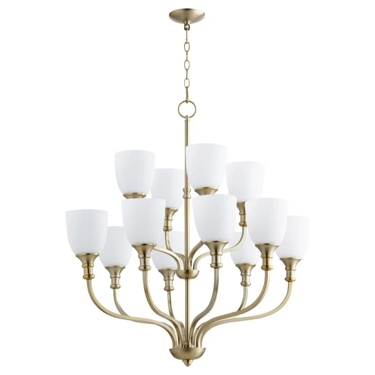 Quorum Richmond 12-Light Transitional Chandelier in Aged Brass