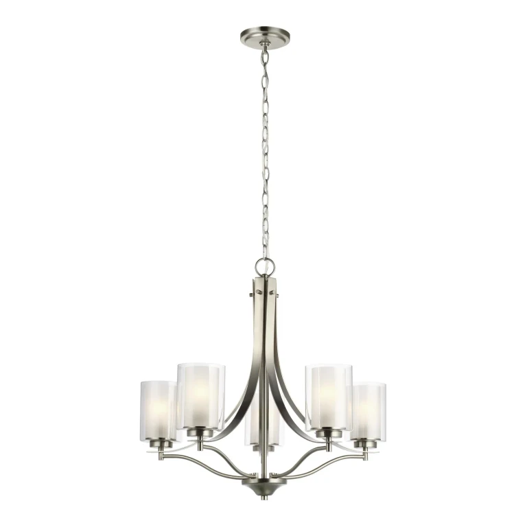Brushed Nickel Five Light Chandelier from the Elmwood Park Collection
