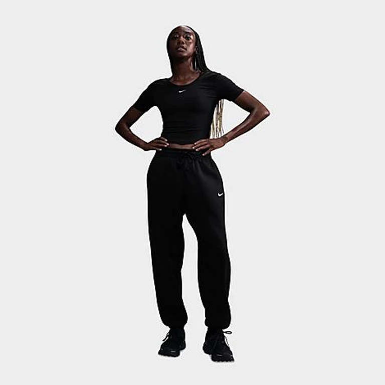 Nike Women's Sportswear Phoenix Fleece Oversized High-Waisted Jogger Pants in Black/Sail Size: XXS
