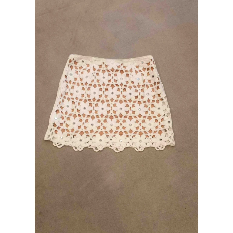 Michael Kors Faux Crochet Mini Skirt White Polyester - Women