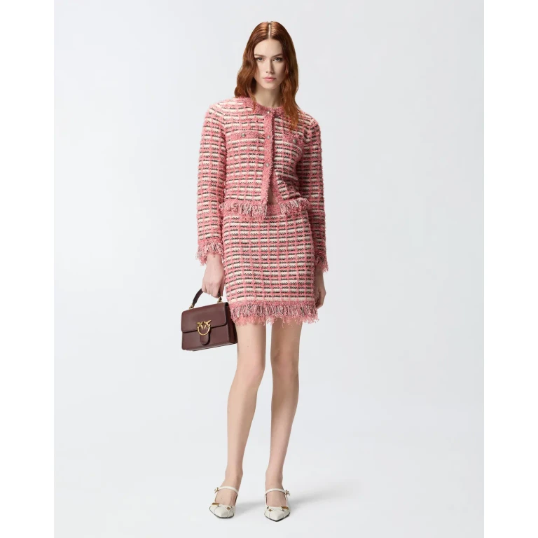 Pinko - Mini-jupe en natté et maille effrangée - M