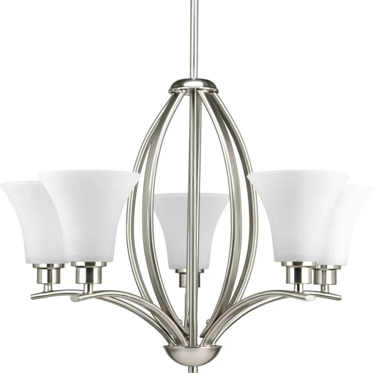 Brushed Nickel Five Light Chandelier from the Joy Collection