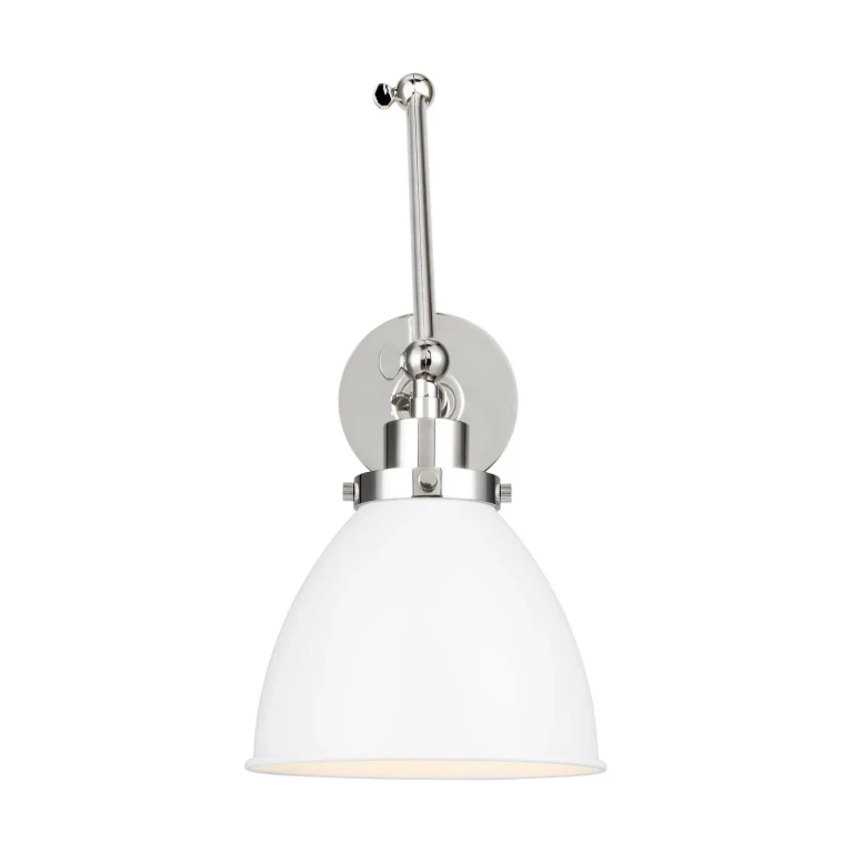 Visual Comfort Studio Wellfleet Wall Sconce in Matte White And Polished Nickel by Chapman & Myers
