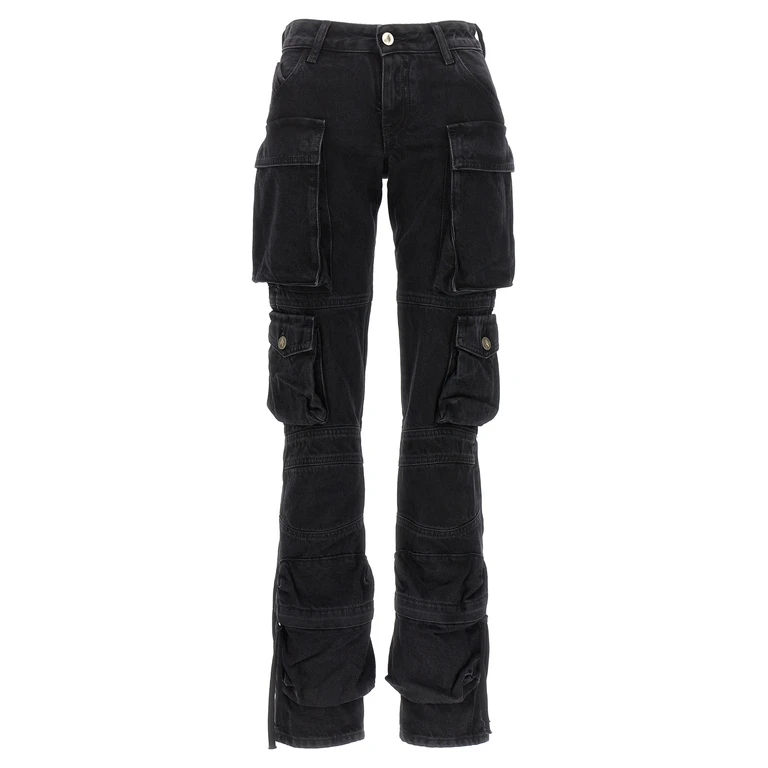 The Attico Black Cotton Cargo Pants - Women