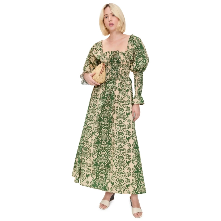 The Lulo Project The Honor Dress Green Folk Paisley S
