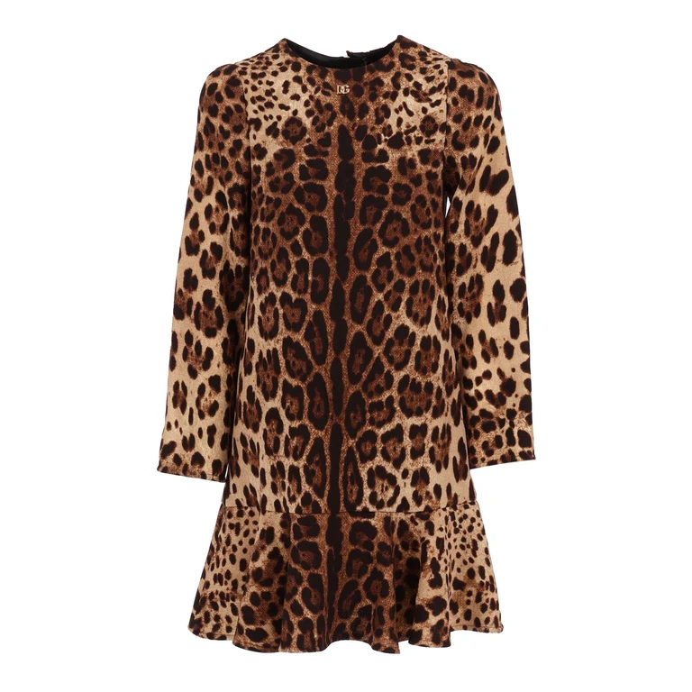 Dolce & Gabbana Junior Long Sleeves Dress Brown Wool Lining Viscose