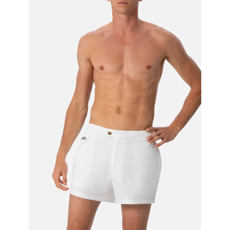 Mc2 Saint Barth Harrys White Fitted Cut Swim Shorts Swimshort - Men