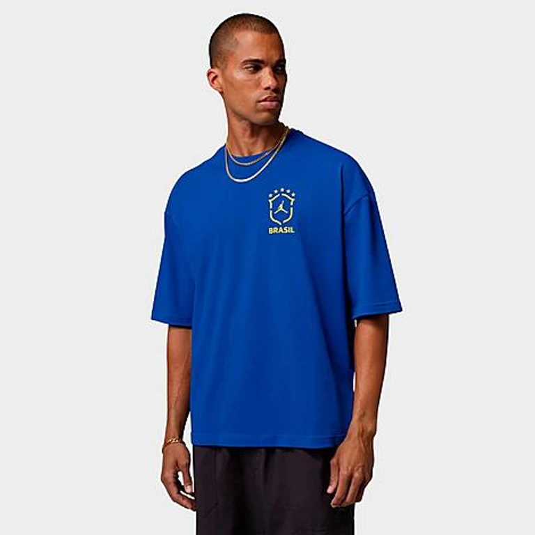 Jordan Men's 85 Brazil 5 Star Graphic Oversized T-Shirt in Old Royal Size: Small