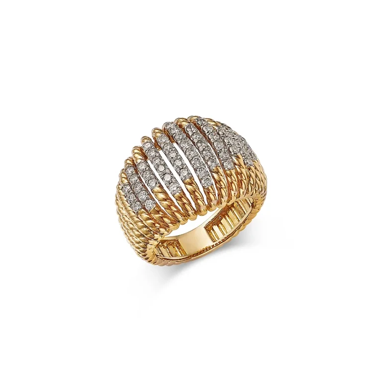 Diamond Openwork Dome Ring in 14K Yellow Gold, 1.0 tcw