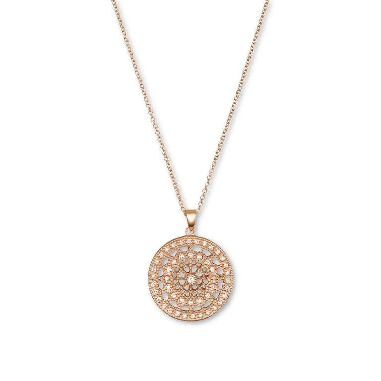 Diamond Medallion Pendant Necklace in 14K Rose Gold, .25 tcw