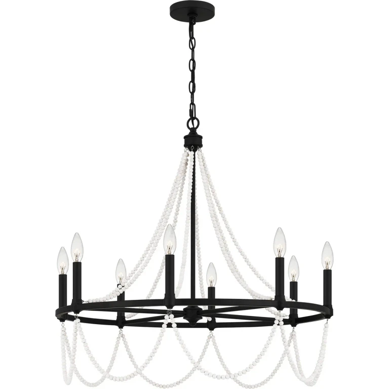 Matte Black Eight Light Chandelier from the Brigitta Collection
