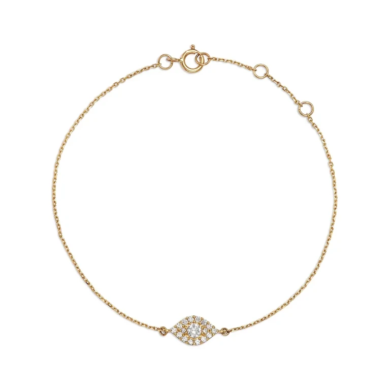 Diamond Evil Eye Chain Link Bracelet in 14K Yellow Gold, 0.22 tcw