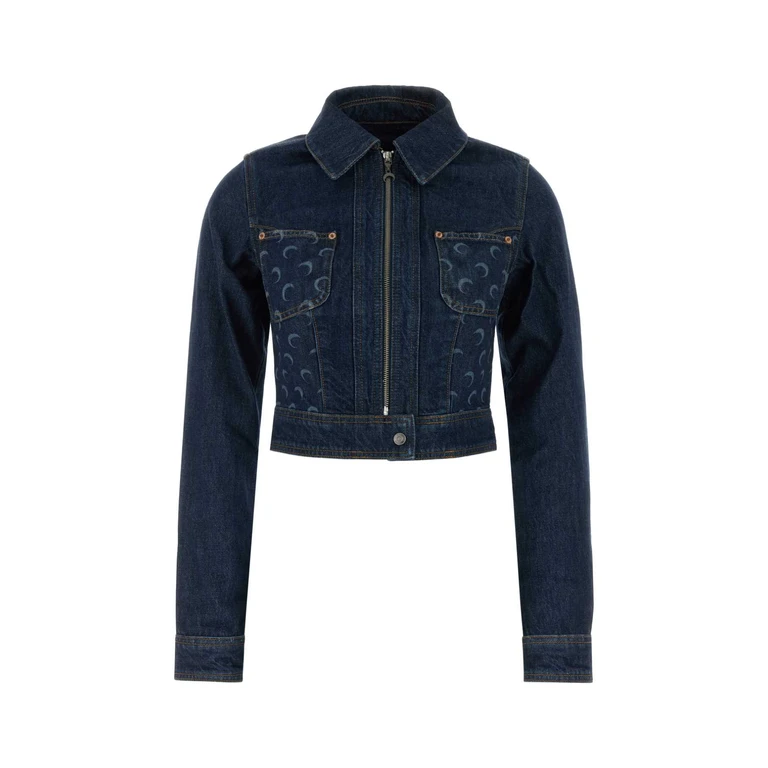 Marine Serre Dark Blue Denim Jacket Bl80midnightblue Exterior: Cotton Giubbini - Women