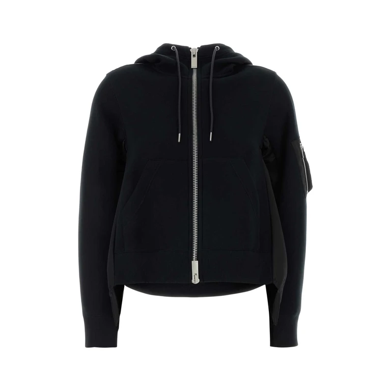 Sacai Black Cotton Blend And Nylon Sweatshirt Felpe - Women