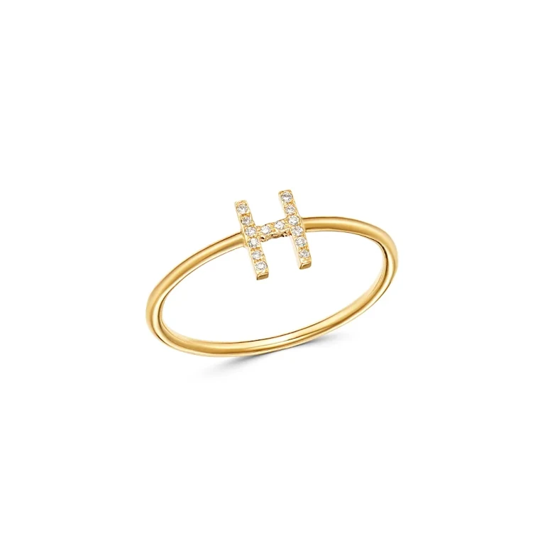 Zoe Lev 14K Yellow Gold Initial Diamond Ring