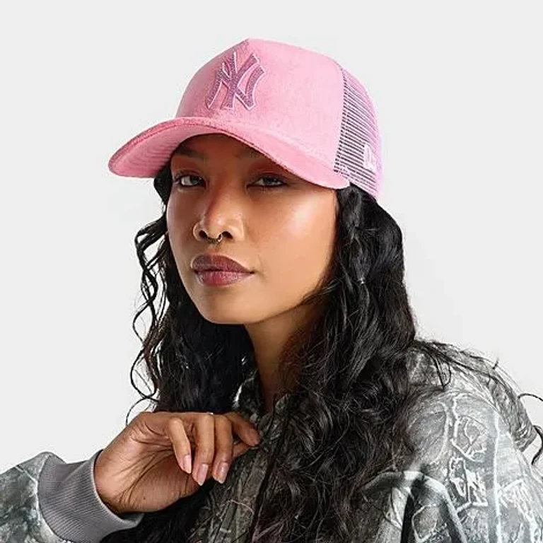 Women's New York Yankees MLB Velour Trucker Hat in Pink