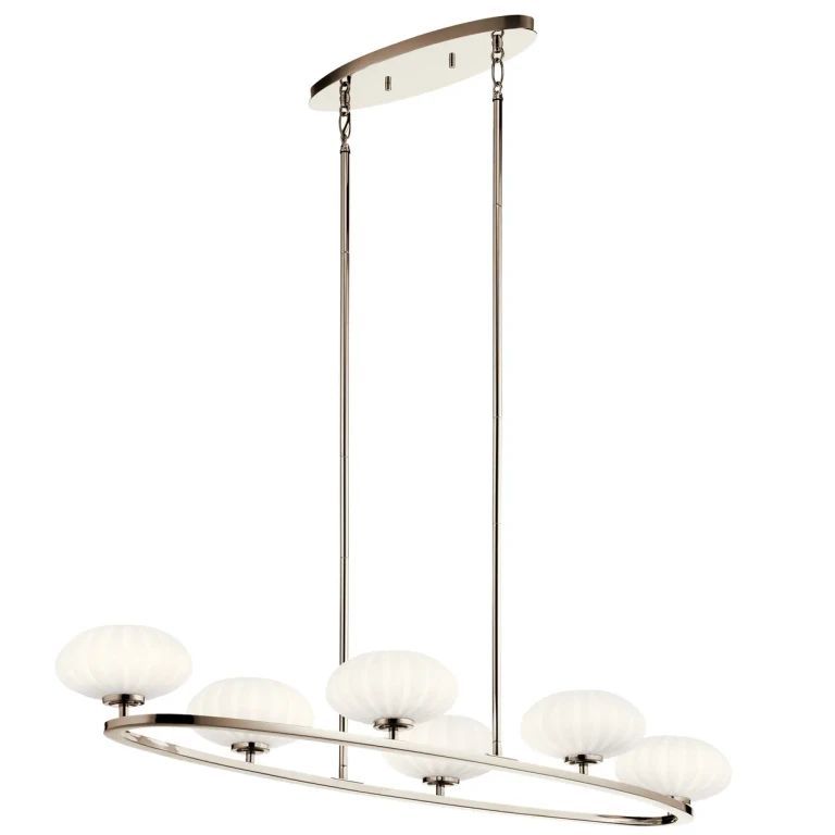 Polished Nickel Six Light Chandelier from the Pim Collection