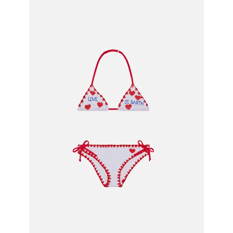 Mc2 Saint Barth Girl Bikini With Hearts White